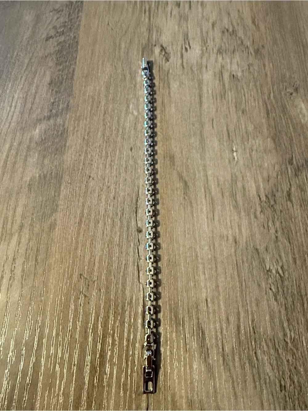 Silver Pink and White Crystal Tennis Bracelet